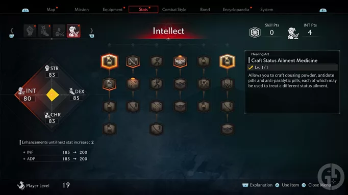 Intellect skill tree in Rise of the Ronin