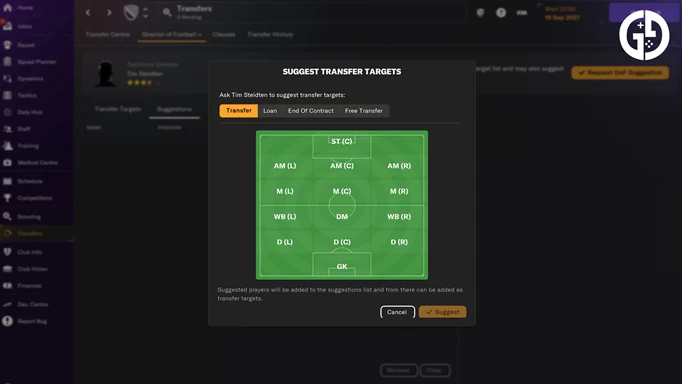 Football Manager 2024 suggest targets