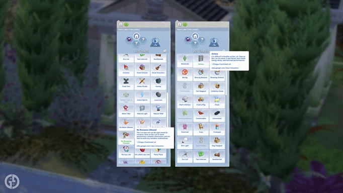 Image of Lot Traits in The Sims 4