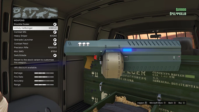 The GTA Online Gun Van inventory