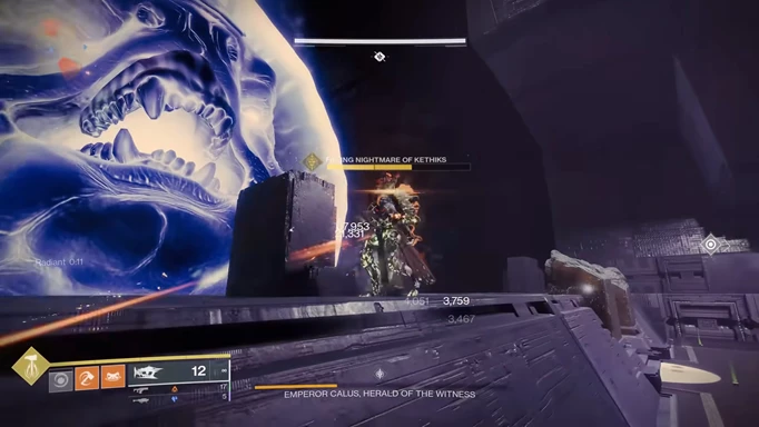 Destiny 2: Fighting the Nightmare of Kethiks while Calus is in the background
