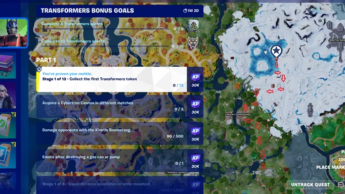 You must hike from Icy Islets to The Apparatus to collect all 13 Transformers Tokens in Fortnite.