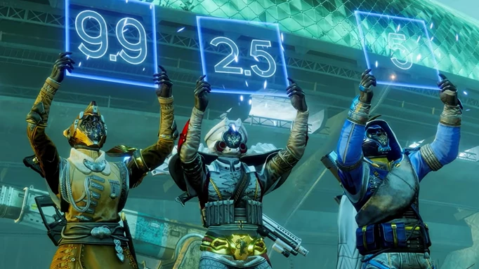 Destiny 2 Guardian Games 2023: Guardians holding up score signs