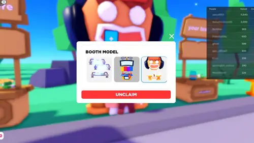 Screenshot showing how to change your stand theme in Pls Donate