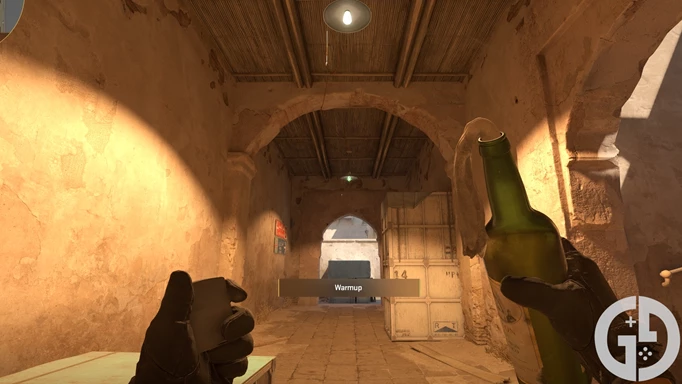 Image of the Lower Tunnels to A Short molotov lineup on Dust2 in CS2