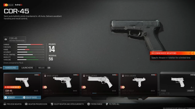 MW3 Handguns in gunsmith