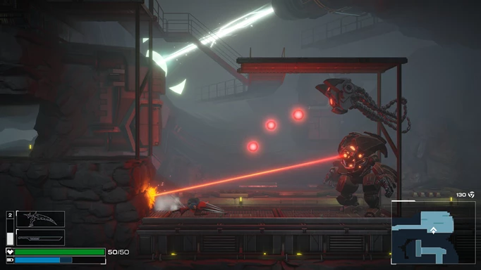 Trinity Fusion gameplay showing combat in a dark area with enemies firing lasers
