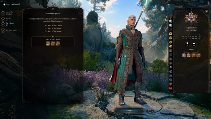 Screenshot showing the Warlock's Pact choice in BG3