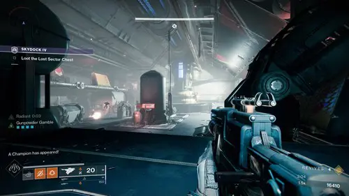 Entering the final room of the Lost Sector, with enemies approaching