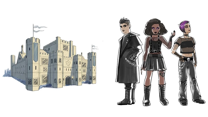 Goth Fashion Kit and Medieval Castle Kit art