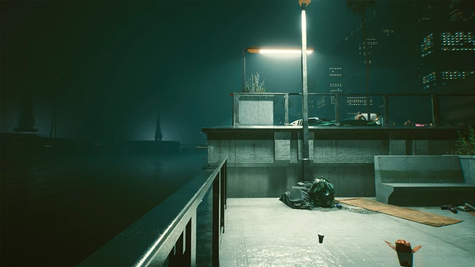 The end of the pier where David and Lucy went running, in Cyberpunk 2077