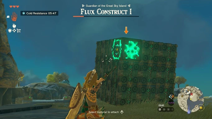 Link fights the Flux Construct in its cube form in The Legend of Zelda: Tears of the Kingdom