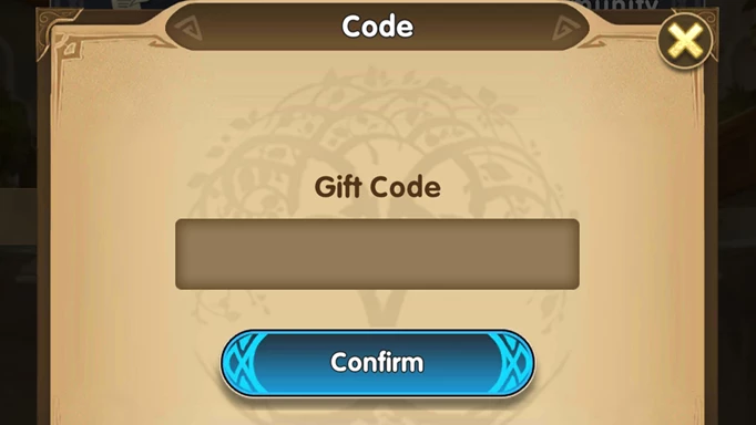 The code redemption screen in Mythic Heroes