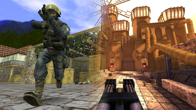 a combined image of Counter-Strike 1.6 and Quake