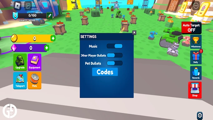 Code redeem menu in Tank Battles Simulator