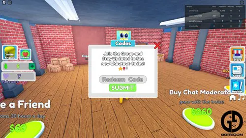 The interface for redeeming Prove Mom Wrong by Being a Famous Streamer codes
