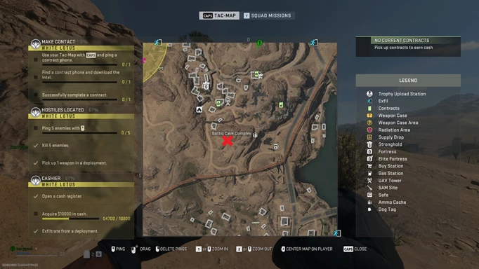 Screenshot showing the MW2 DMZ Letter map location in The Paperweights mission