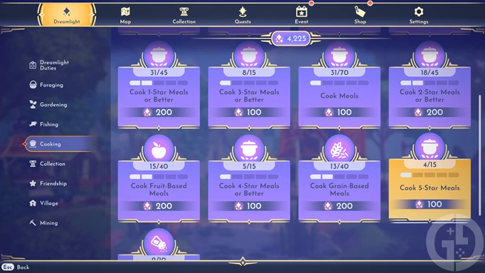Disney Dreamlight Valley screenshot of cooking Dreamlight Duties