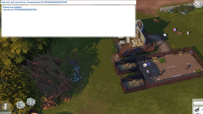 Screenshot of how to get horse sim id in Sims 4 Horse Ranch