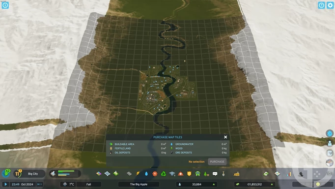 Image of the map tiles screen in Cities Skylines 2