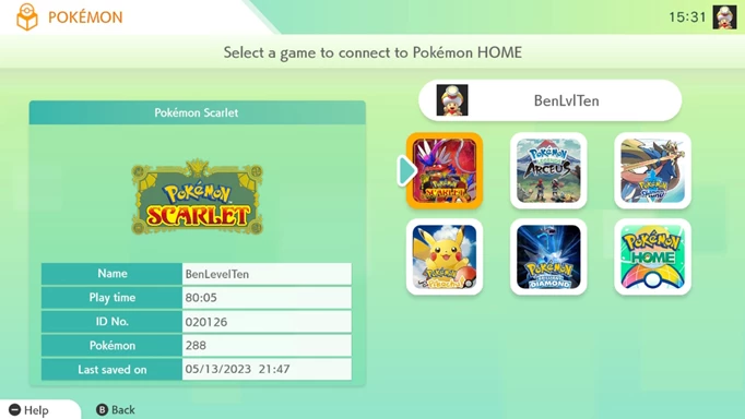 Using new Pokemon HOME version 3.0.0 support to connect to Pokemon Scarlet