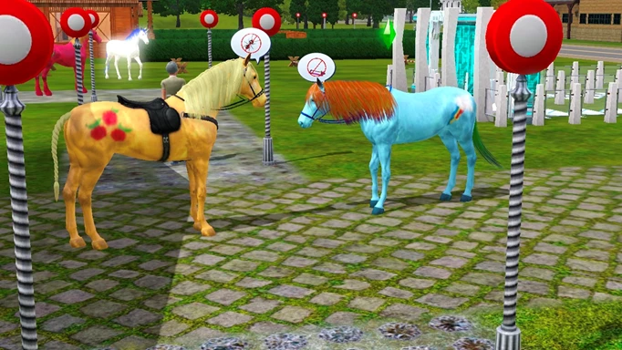 Screenshot showing horses in The Sims 3