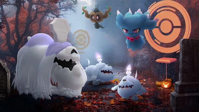 A few Ghost-type Pokemon including Houndstone