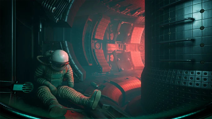 A space suit slumped over in the corner of a seemingly empty Condor in The Invincible.