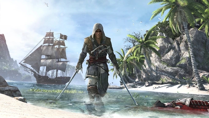 Edward Kenway striding through the shallows in Assassin's Creed 4 Black Flag