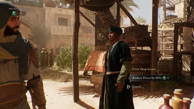 using a Merchant Favor Token at a vendor in Assassin's Creed: Mirage