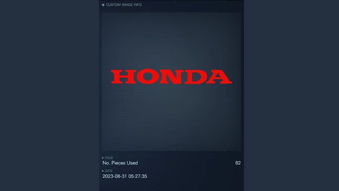 Image of a Honda logo decal in Armored Core 6