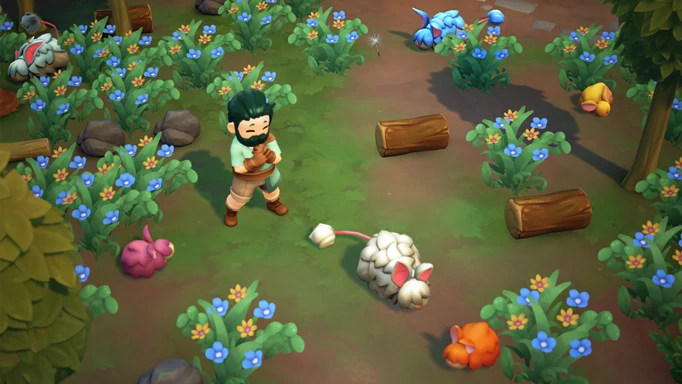 A character caring for animals in Fae Farm