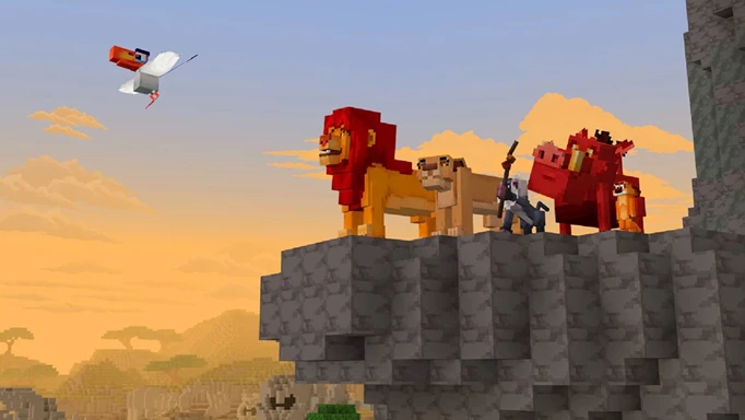 The Lion King in the Disney Worlds of Adventure DLC for Minecraft