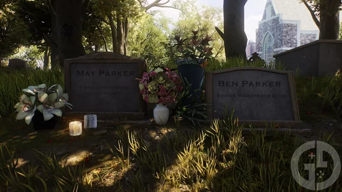 Aunt May and Uncle Ben's graves in Marvel's Spider-Man 2