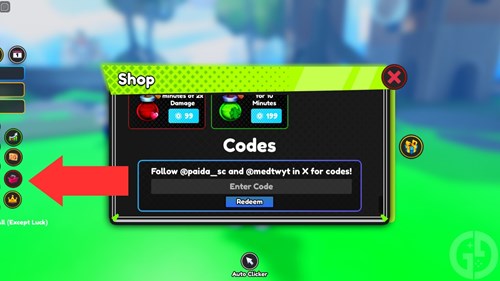 The code redemption section in Anime Fantasy Simulator for Roblox