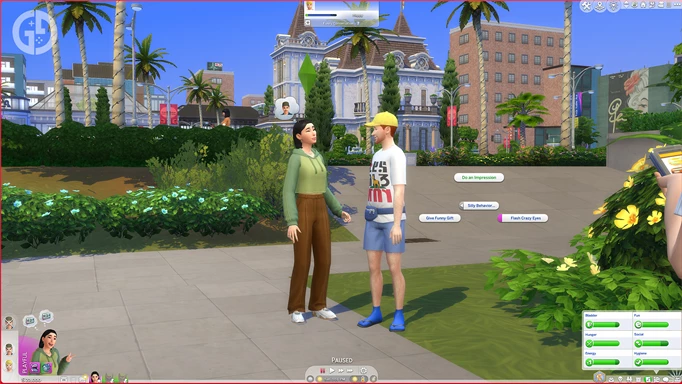 A pie menu in The Sims 4