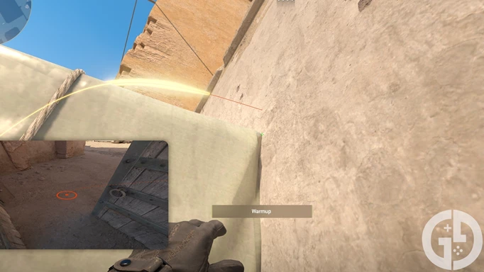 Image of the Mid Doors flash lineup on Dust2 in CS2