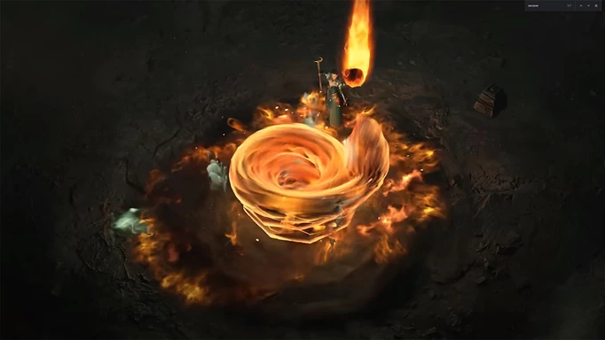 Sorcerer using the Inferno skill in Diablo 4