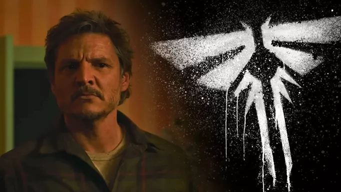 Pedro Pascal's Joel Miller and Firefly logo in The Last of Us HBO