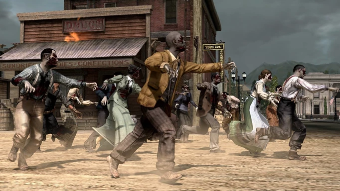 A horde of zombies in Red Dead Redemption: Undead Nightmare.