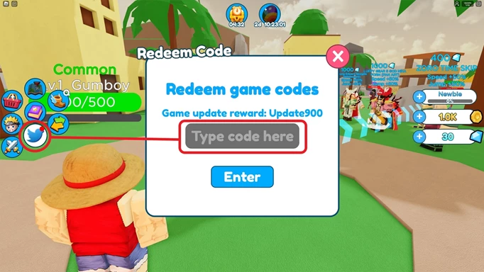 The screenshot is showing you how to redeem Ultimate Anime Simulator codes.