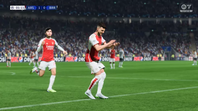 Image of Declan Rice hitting the Griddy in EA FC 24