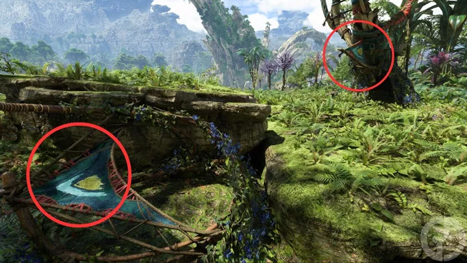 The flags indicating the puzzle solution for the Sarentu Totems in Avatar: Frontiers of Pandora