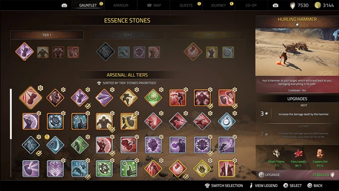 Atlas Fallen in-game screenshot of Essence Stone abilities
