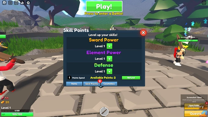 Elemental Dungeons skill points