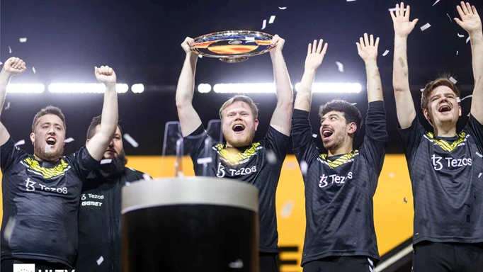Image of Team Vitality lifting the trophy at IEM Rio