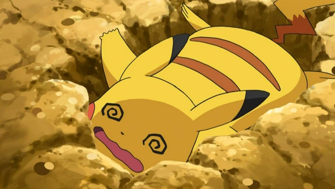 ash's pikachu fainted in the pokemon anime
