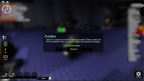 Image of the code redemption screen in World Tower Defense