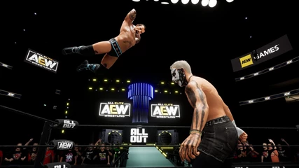 AEW Fight Forever Screenshot Showing CM Punk In Mid Air