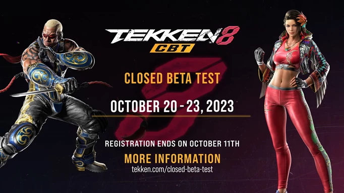 The graphic revealing the Tekken 8 closed beta test start and end dates